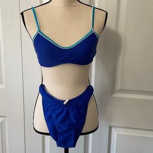 Nautica Blue and White Non-Padded Bikini Set, Top is Size 10, Bottoms are Medium